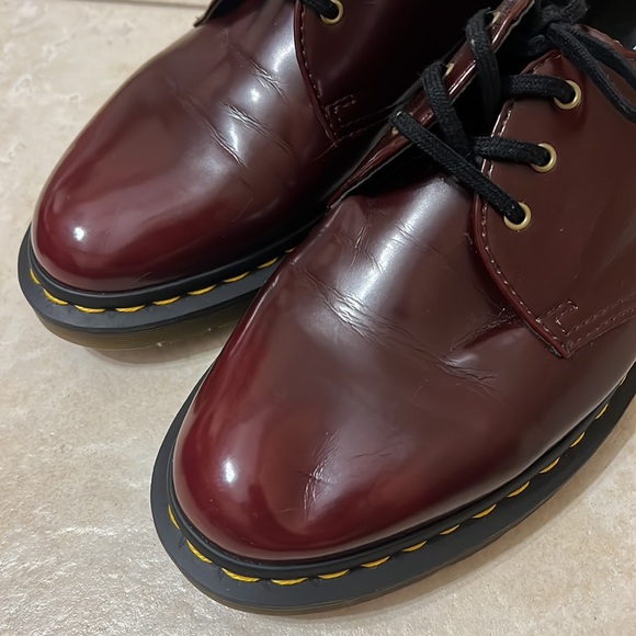Dr Martens 1461 Cherry Red Smooth Leather Oxford Shoes - Picture 10 of 15